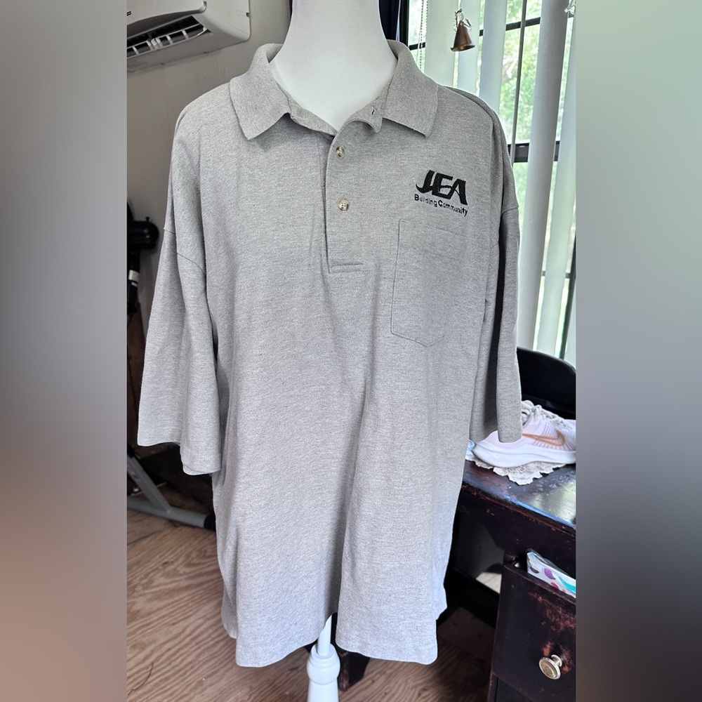 Outer Banks Light Gray Pocket Polo Shirt for Men with embroidered logo, 2XL